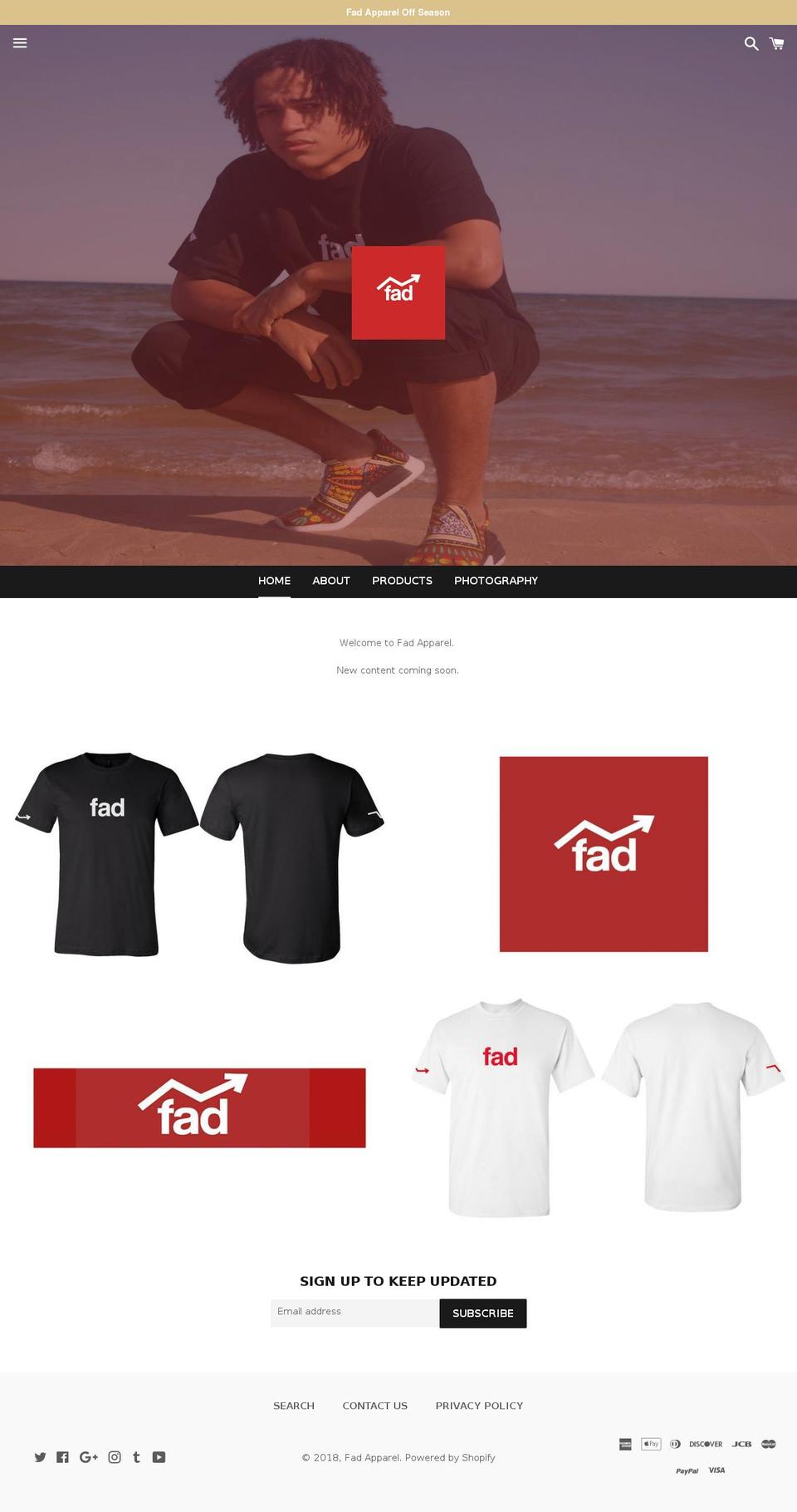 fad-apparel.com — Shopify storefront screenshot