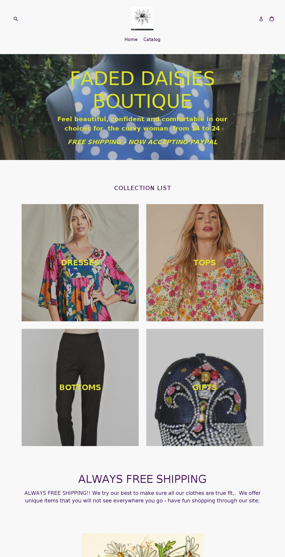 fadeddaisies.com shopify website screenshot
