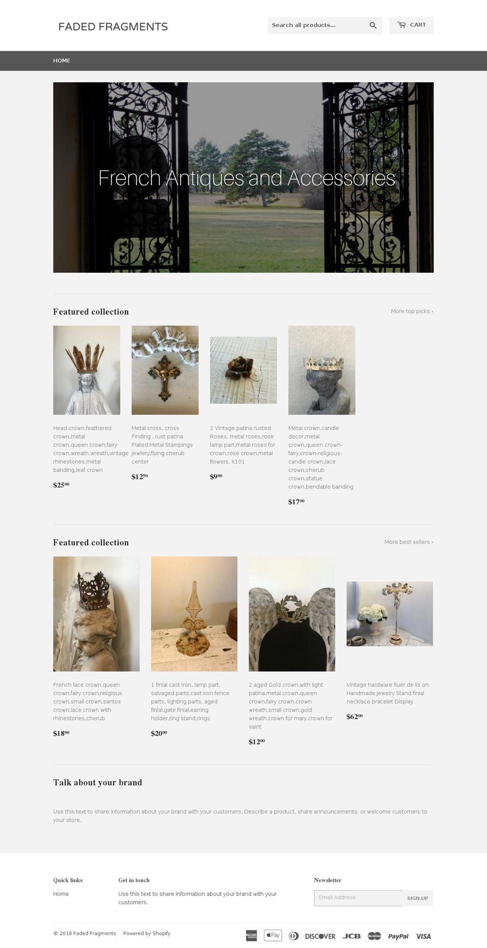 fadedfragments.com shopify website screenshot