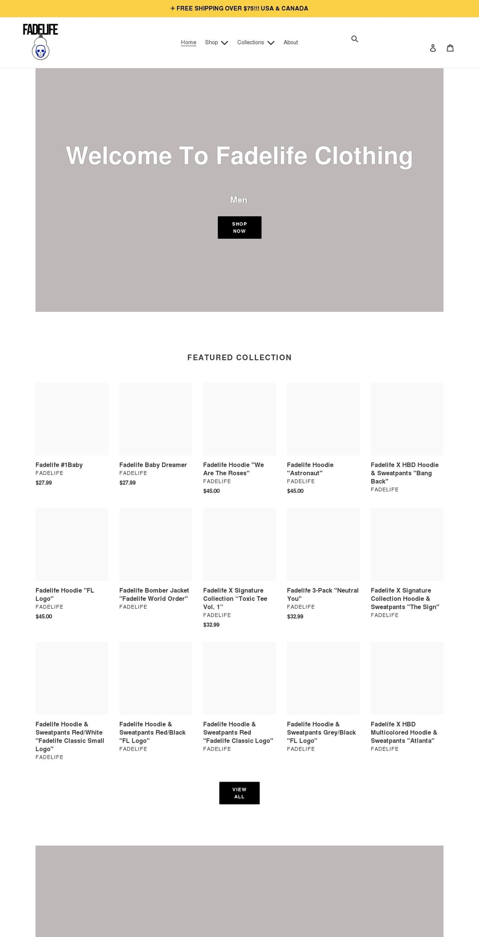 fadelife.com shopify website screenshot