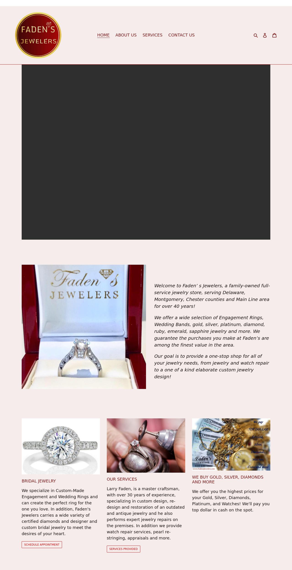 fadensjewelers.com shopify website screenshot