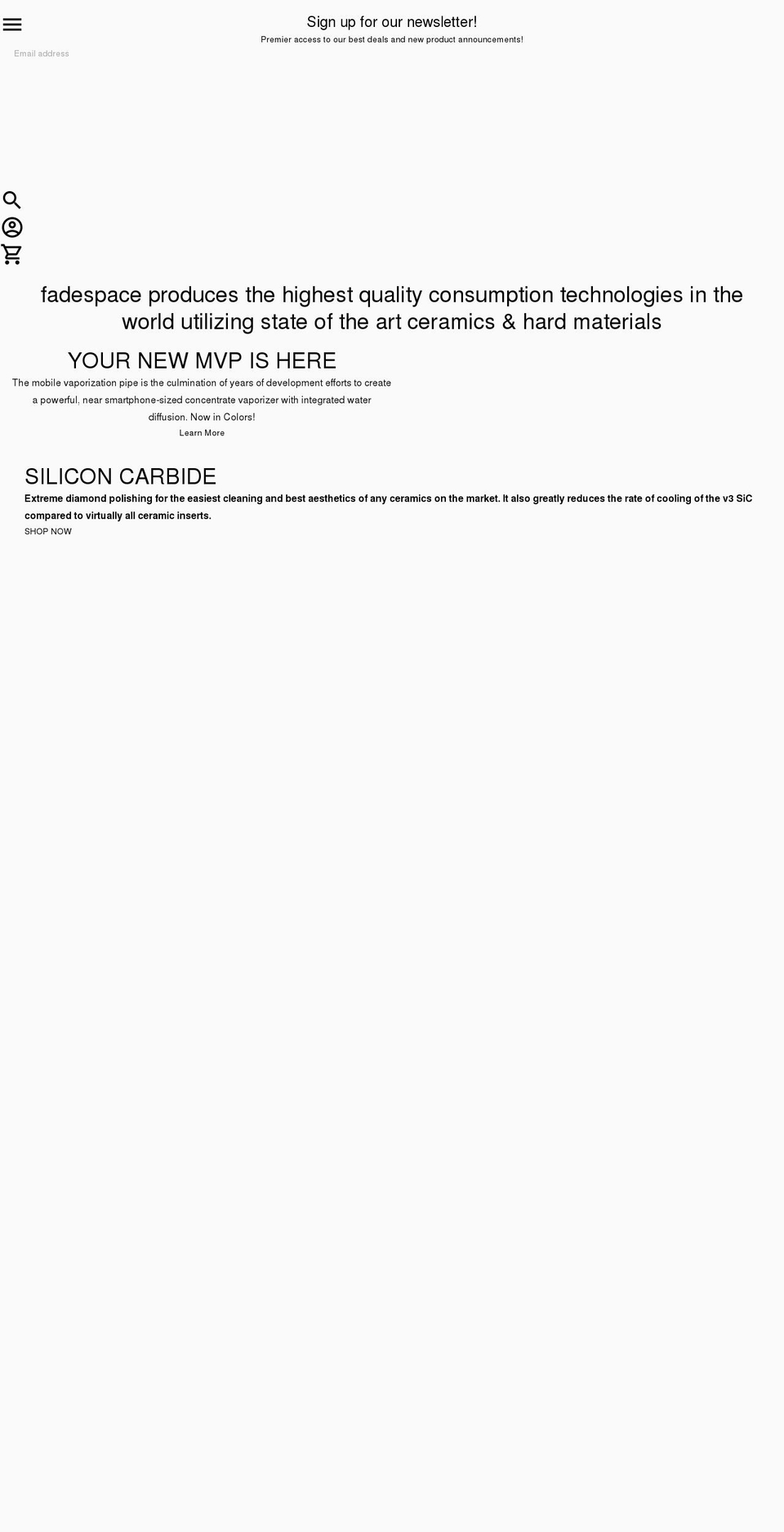 fadespace.com shopify website screenshot