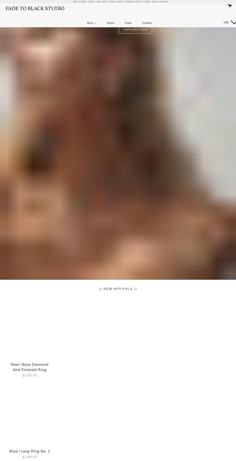 fadetoblackstudio.com shopify website screenshot