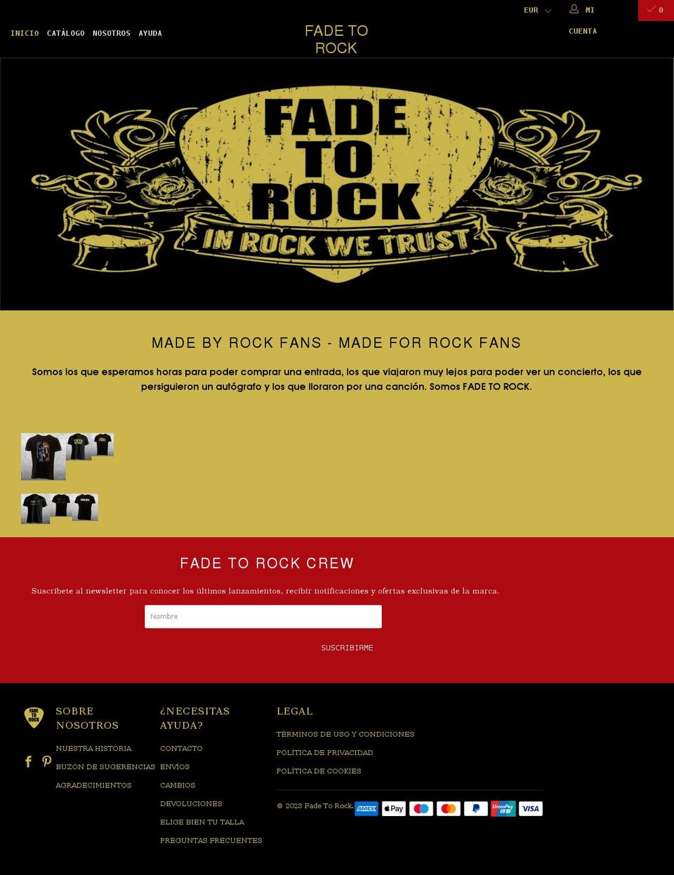 fadetorock.com shopify website screenshot