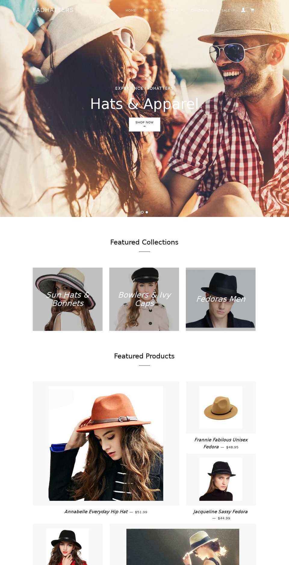fadhatters.com shopify website screenshot