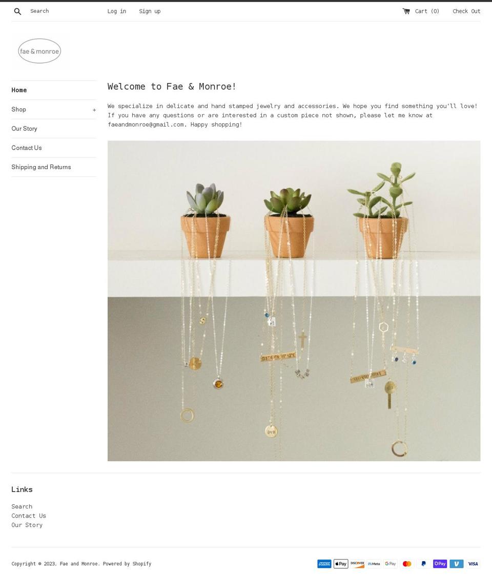 faeandmonroe.com shopify website screenshot