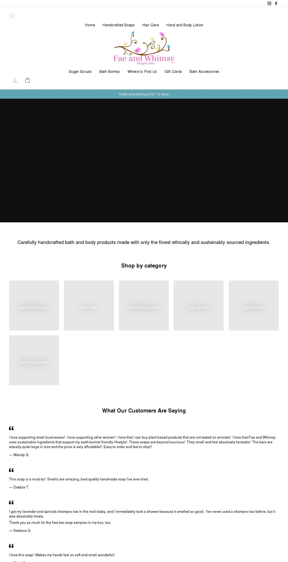 faeandwhimsysoapworks.com shopify website screenshot