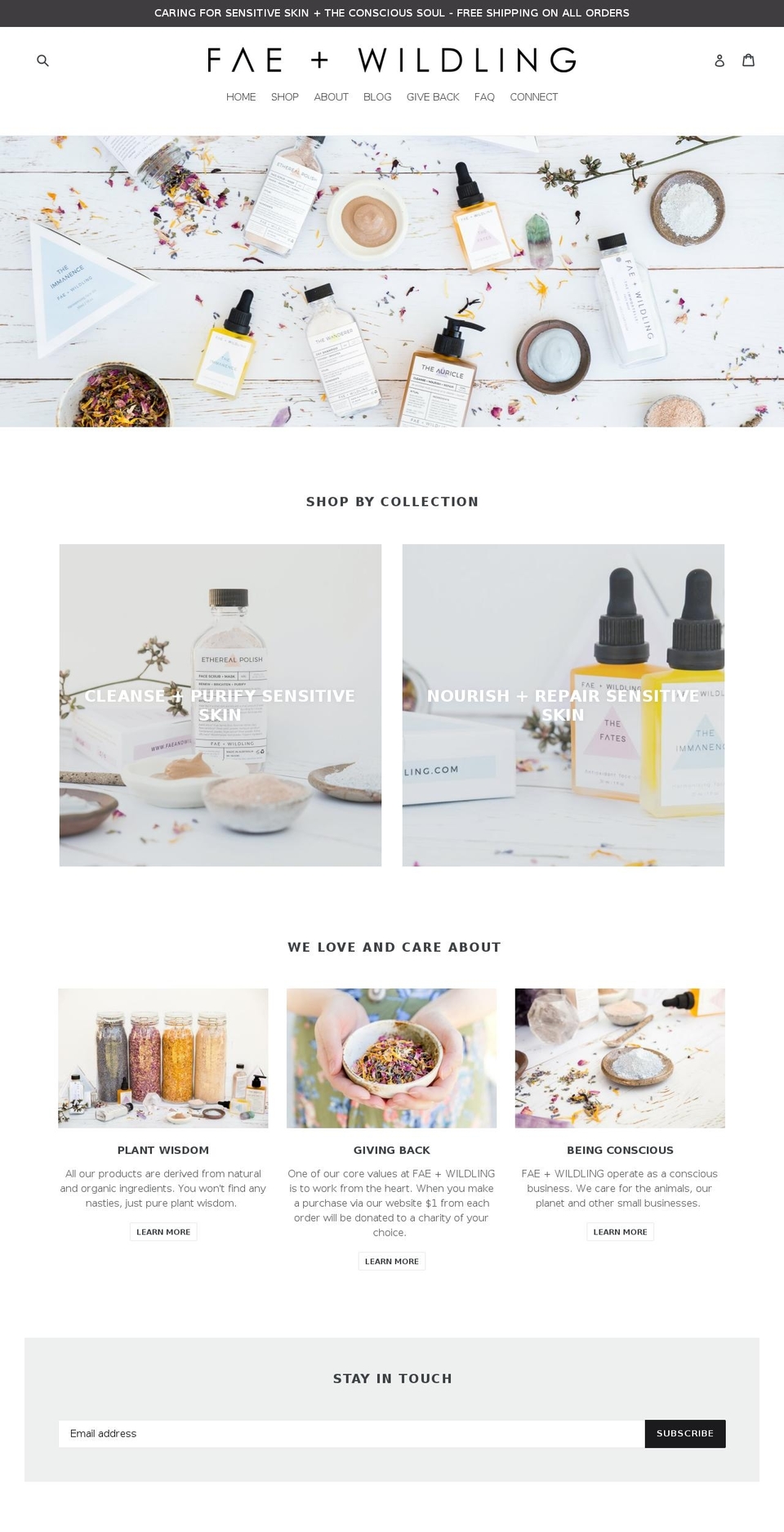 faeandwildling.com — Shopify storefront screenshot