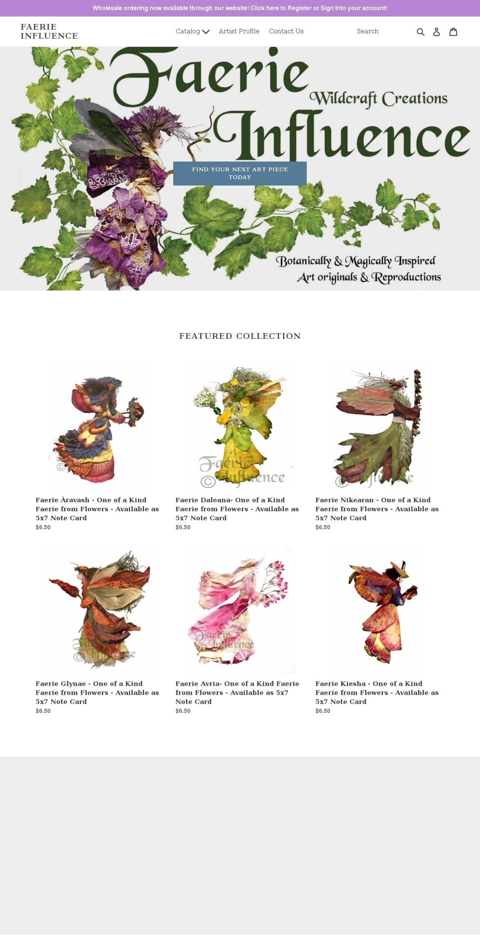 faeries.ca shopify website screenshot