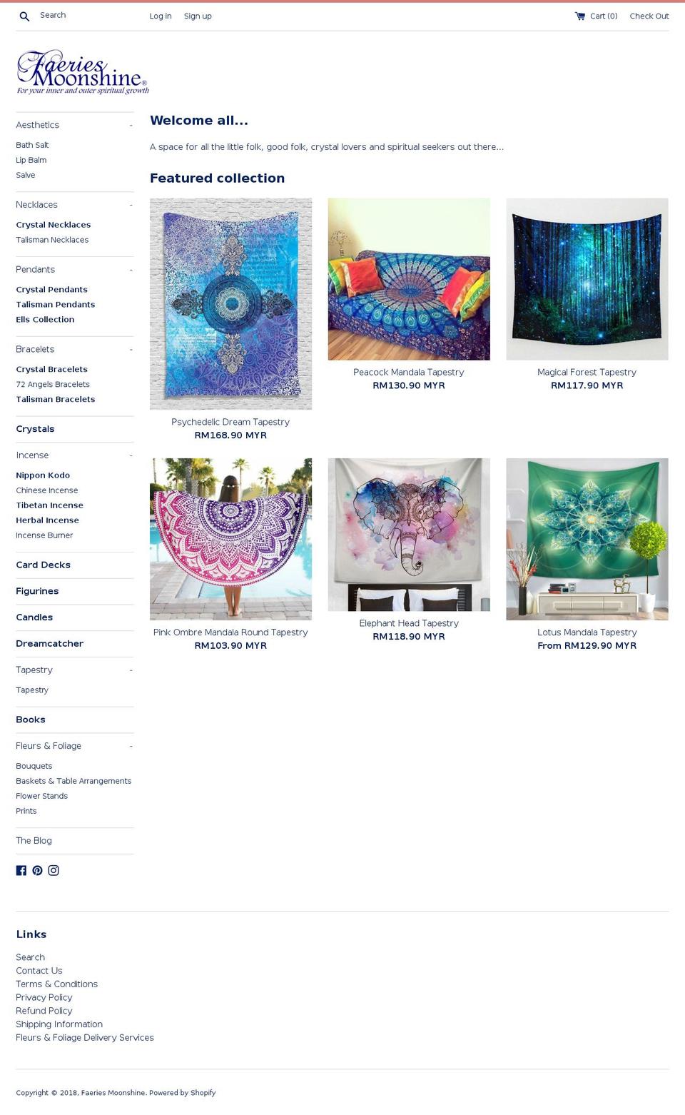 faeriesmoonshine.com — Shopify storefront screenshot
