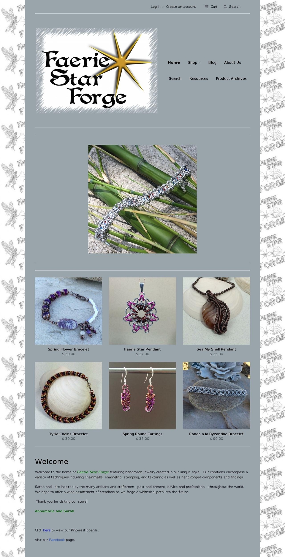 faerystarforge.com shopify website screenshot