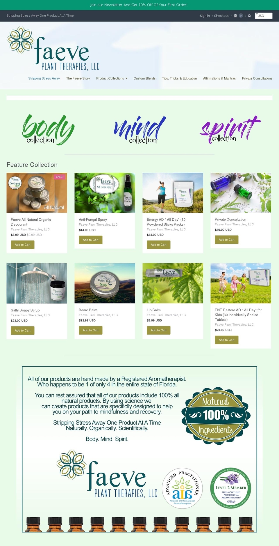 faevetherapy.com — Shopify storefront screenshot