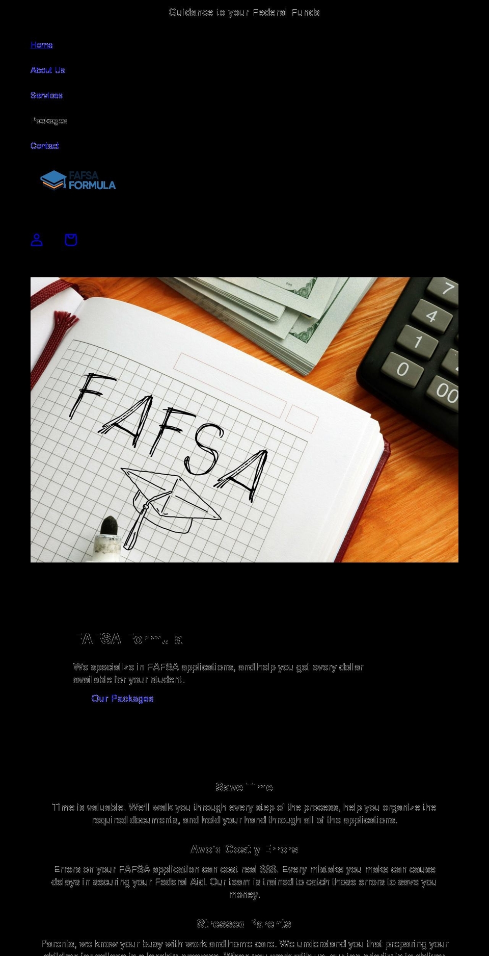 fafsaformula.com shopify website screenshot