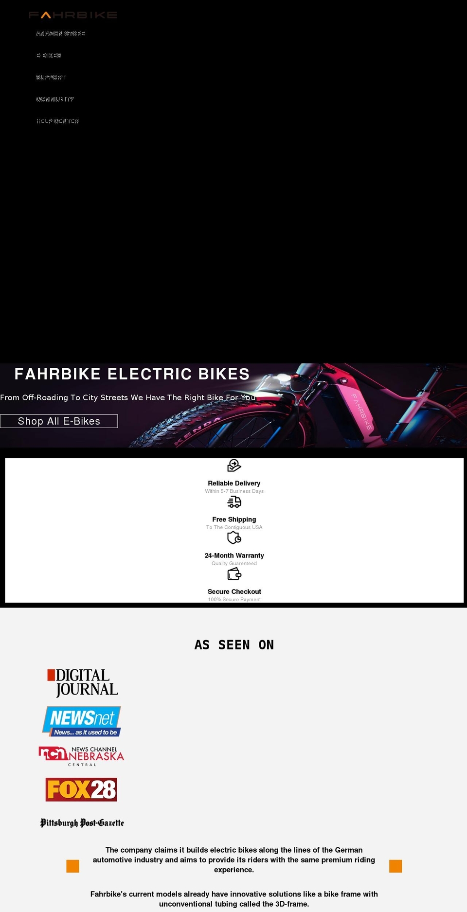 fahrbike.com shopify website screenshot