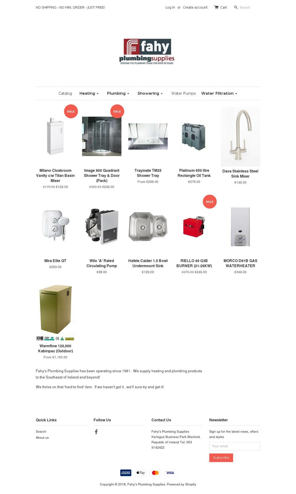 fahyplumbingsupplies.com shopify website screenshot