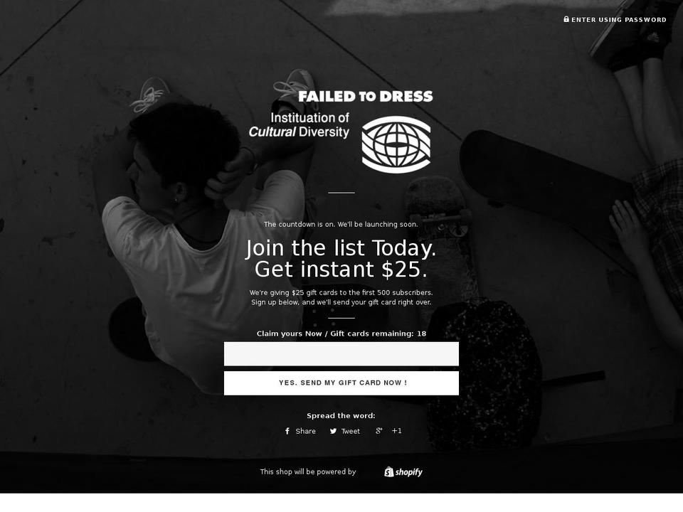 failedtodress.com shopify website screenshot