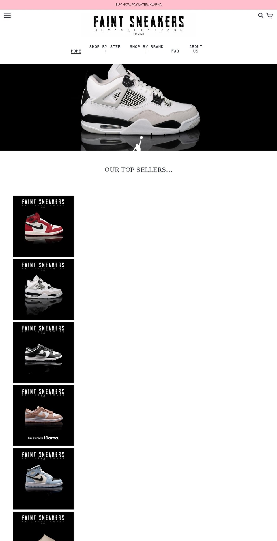 Sneaker Shopify theme site example faintsneakers.com
