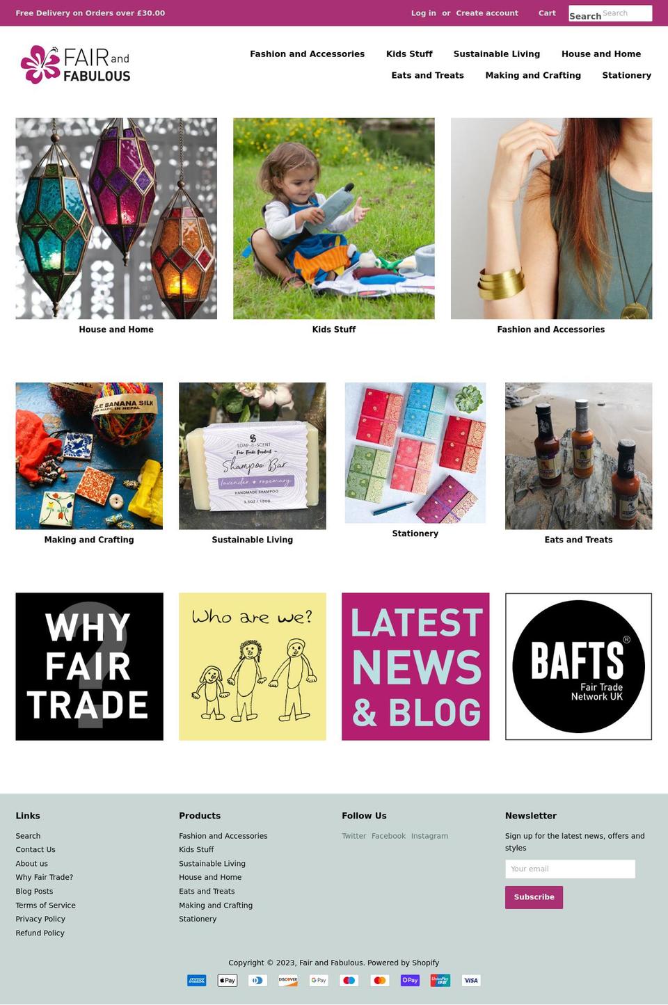 fairandfab.co.uk shopify website screenshot