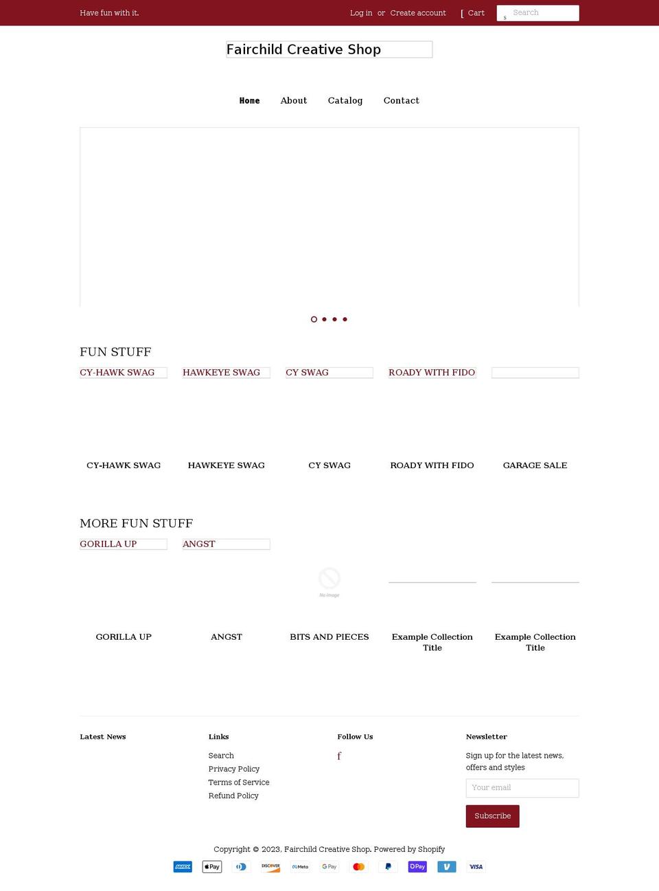 fairchildcreativeshop.com shopify website screenshot