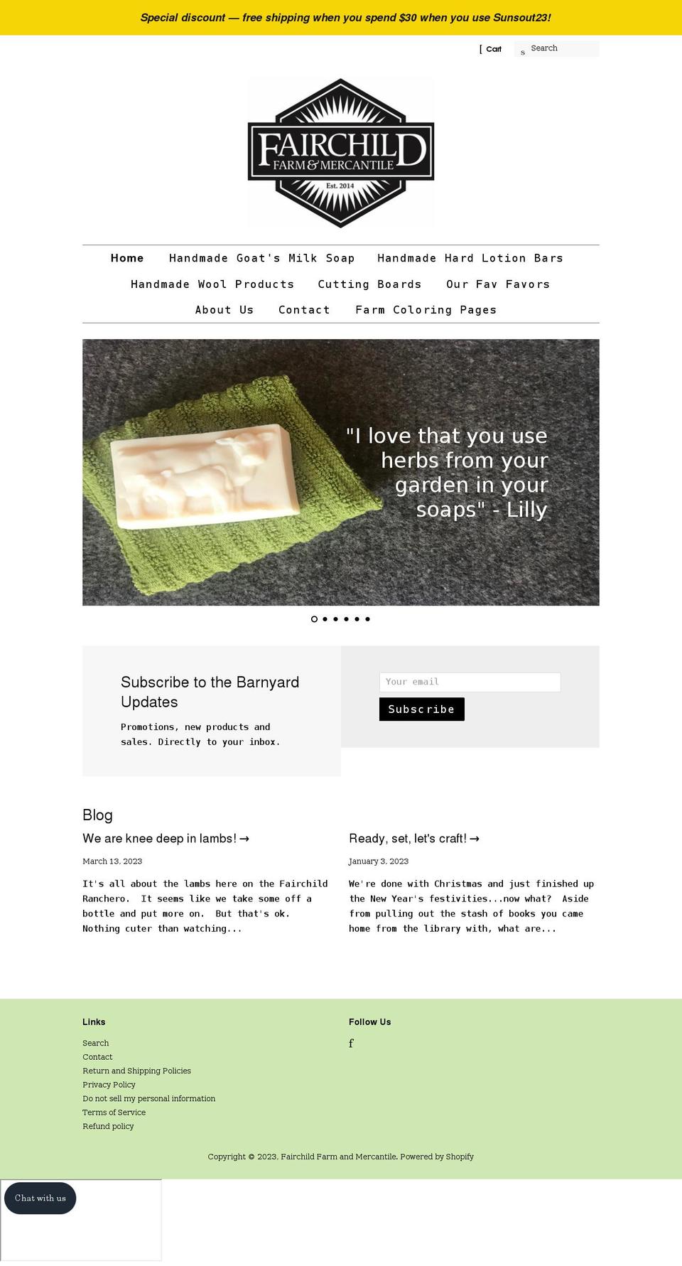 fairchildfarmandmercantile.com shopify website screenshot