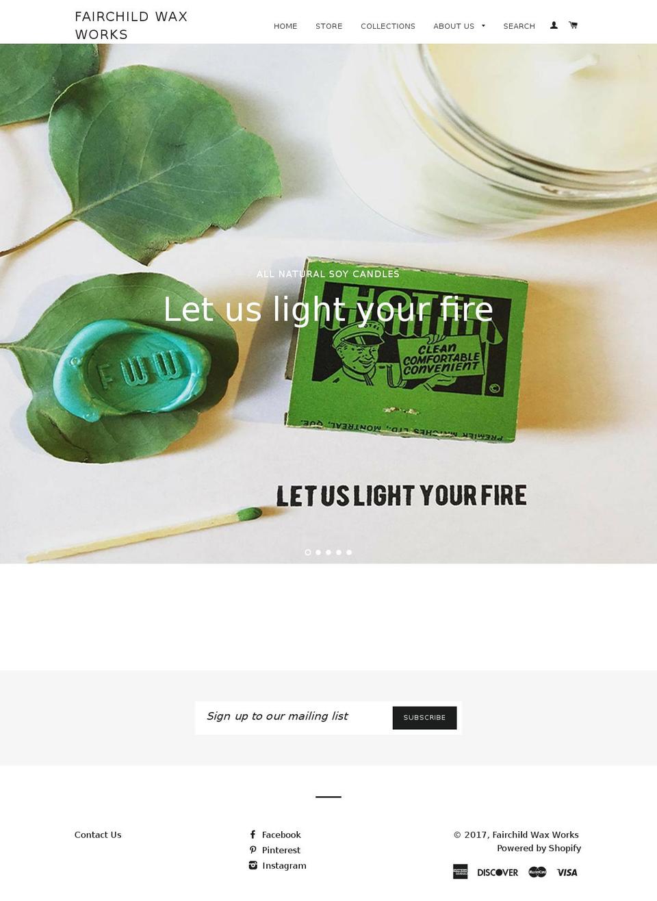 fairchildwaxworks.com shopify website screenshot