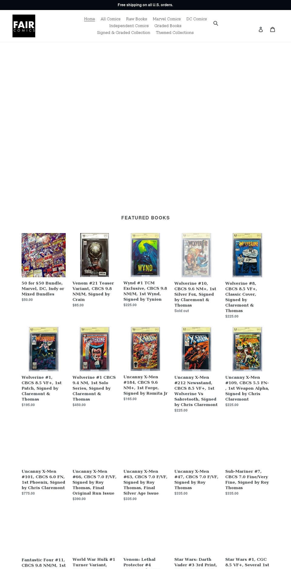 faircomicsllc.com shopify website screenshot