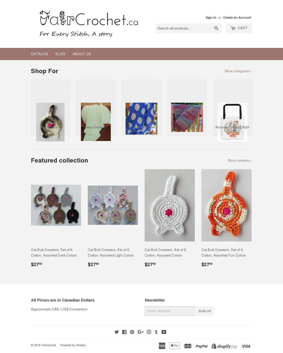 faircrochet.com — Shopify storefront screenshot