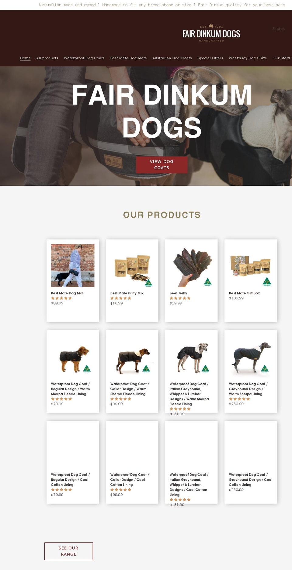 fairdinkumdogs.com.au shopify website screenshot