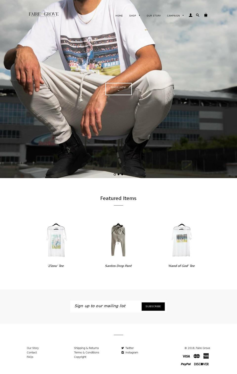 fairegrove.com — Shopify storefront screenshot