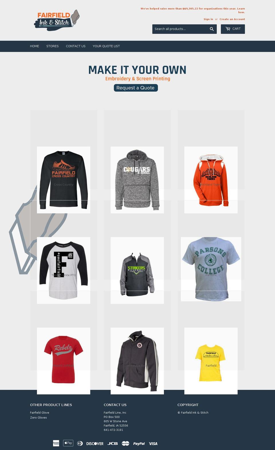 fairfieldinkandstitch.com — Shopify storefront screenshot