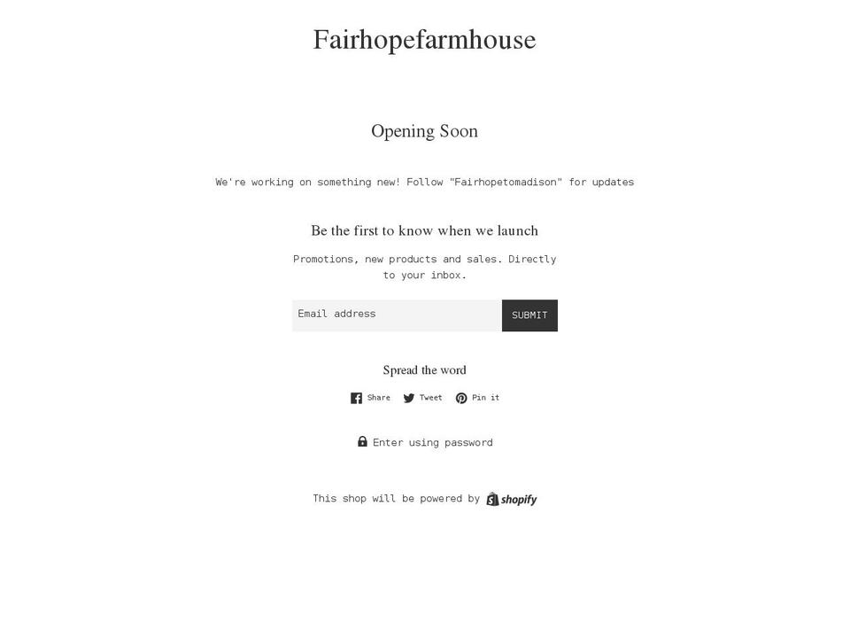 fairhopefarmhouse.com shopify website screenshot