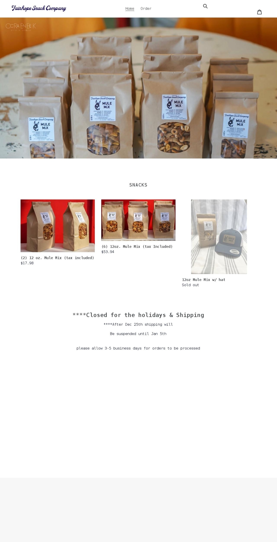 fairhopesnackcompany.com shopify website screenshot