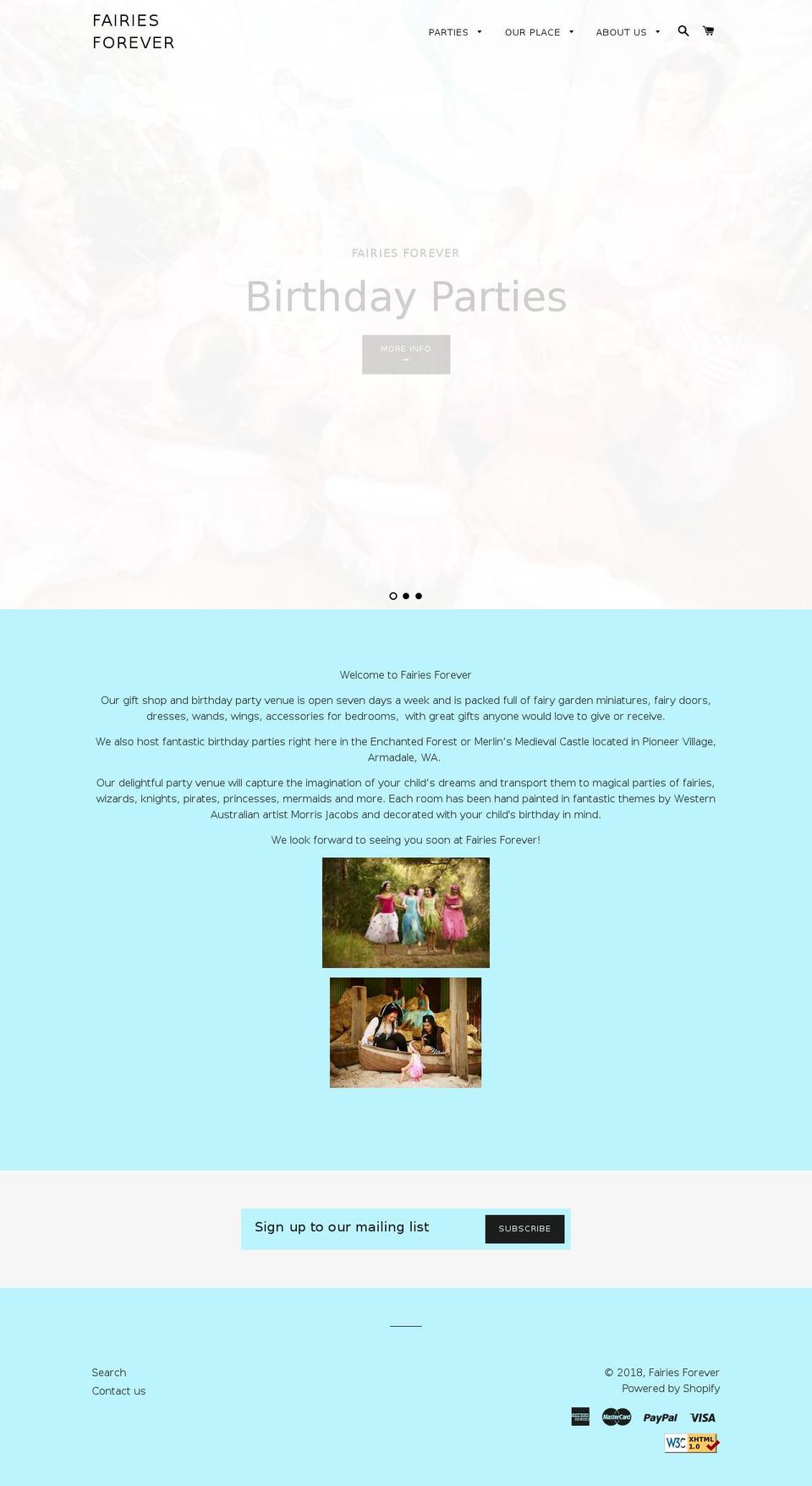 fairiesforever.com — Shopify storefront screenshot