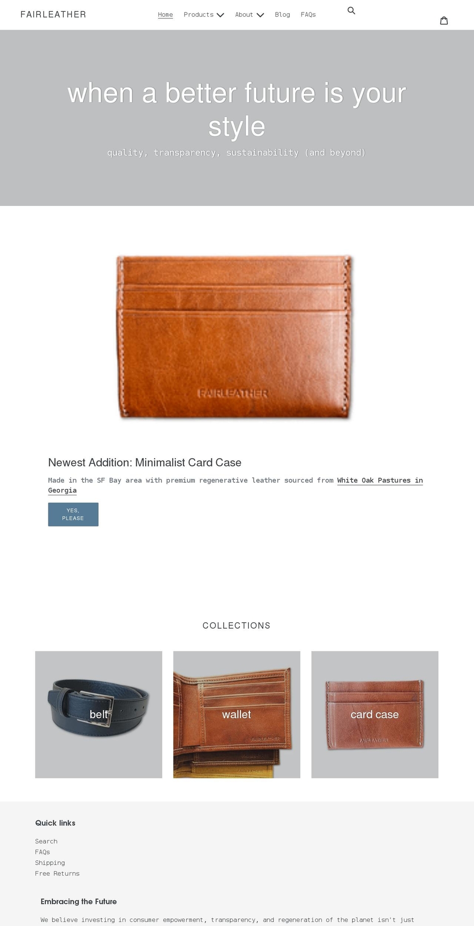 fairleather.com shopify website screenshot