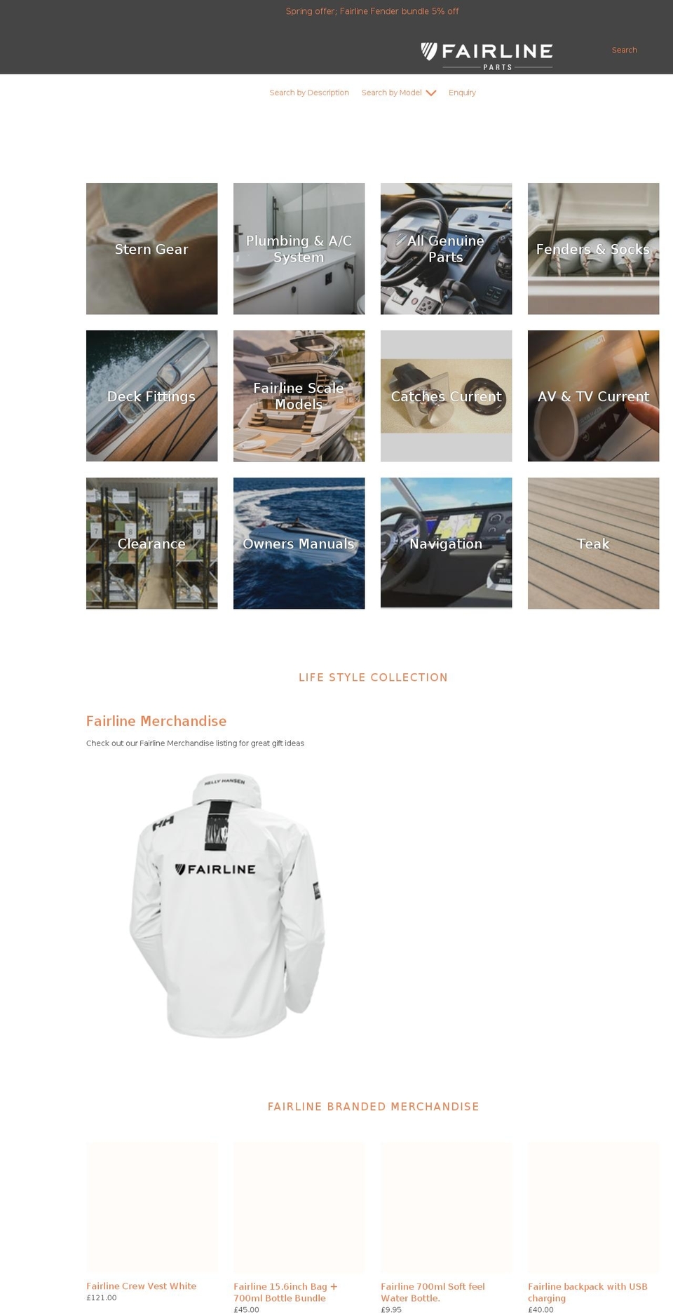 fairlineparts.com shopify website screenshot