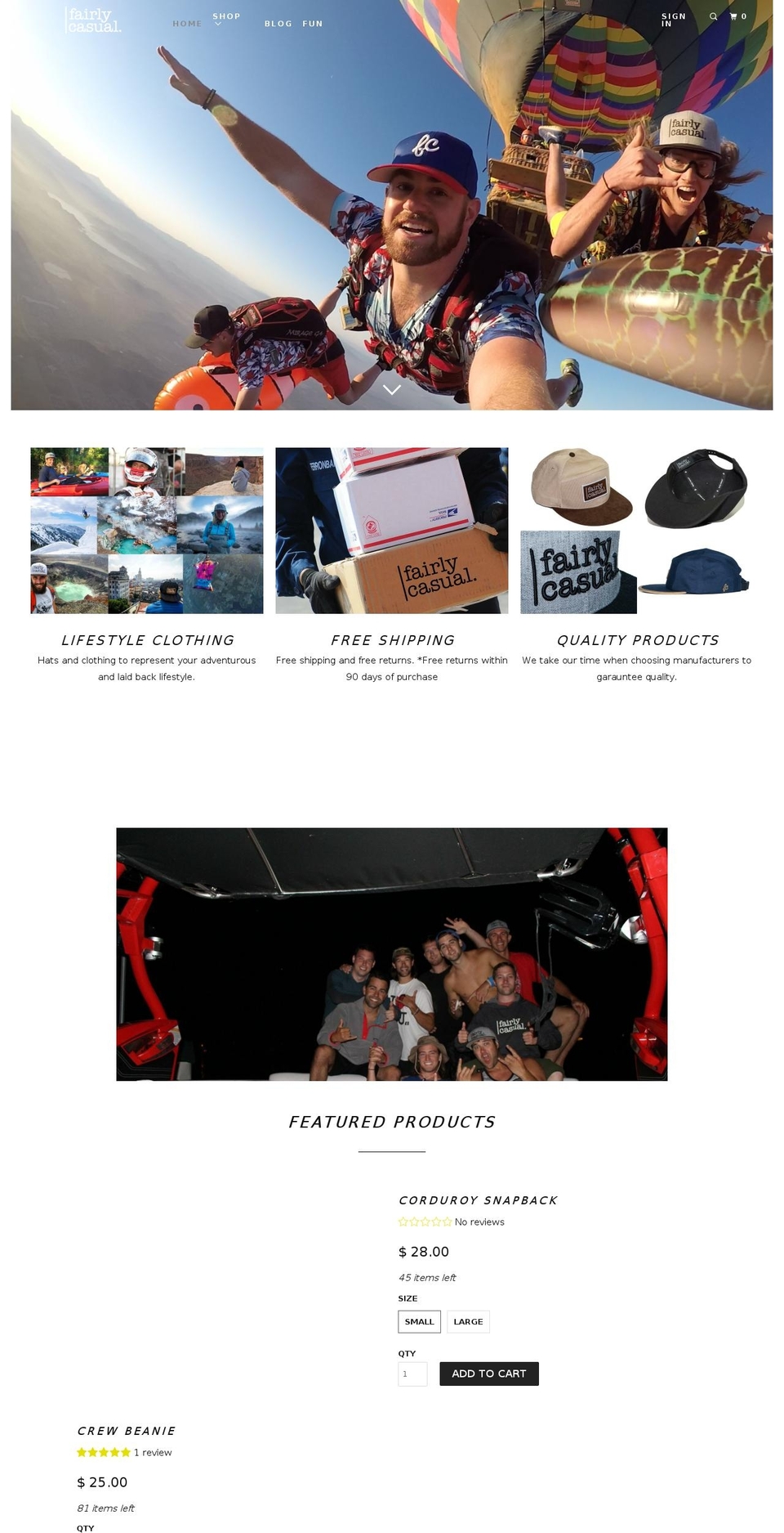 fairlycasual.com shopify website screenshot