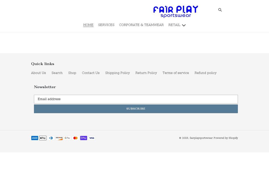 fairplaysportswear.com shopify website screenshot