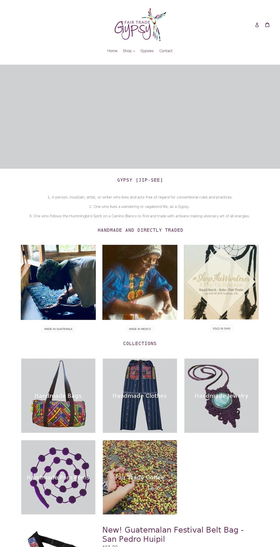 fairtradegypsy.com shopify website screenshot