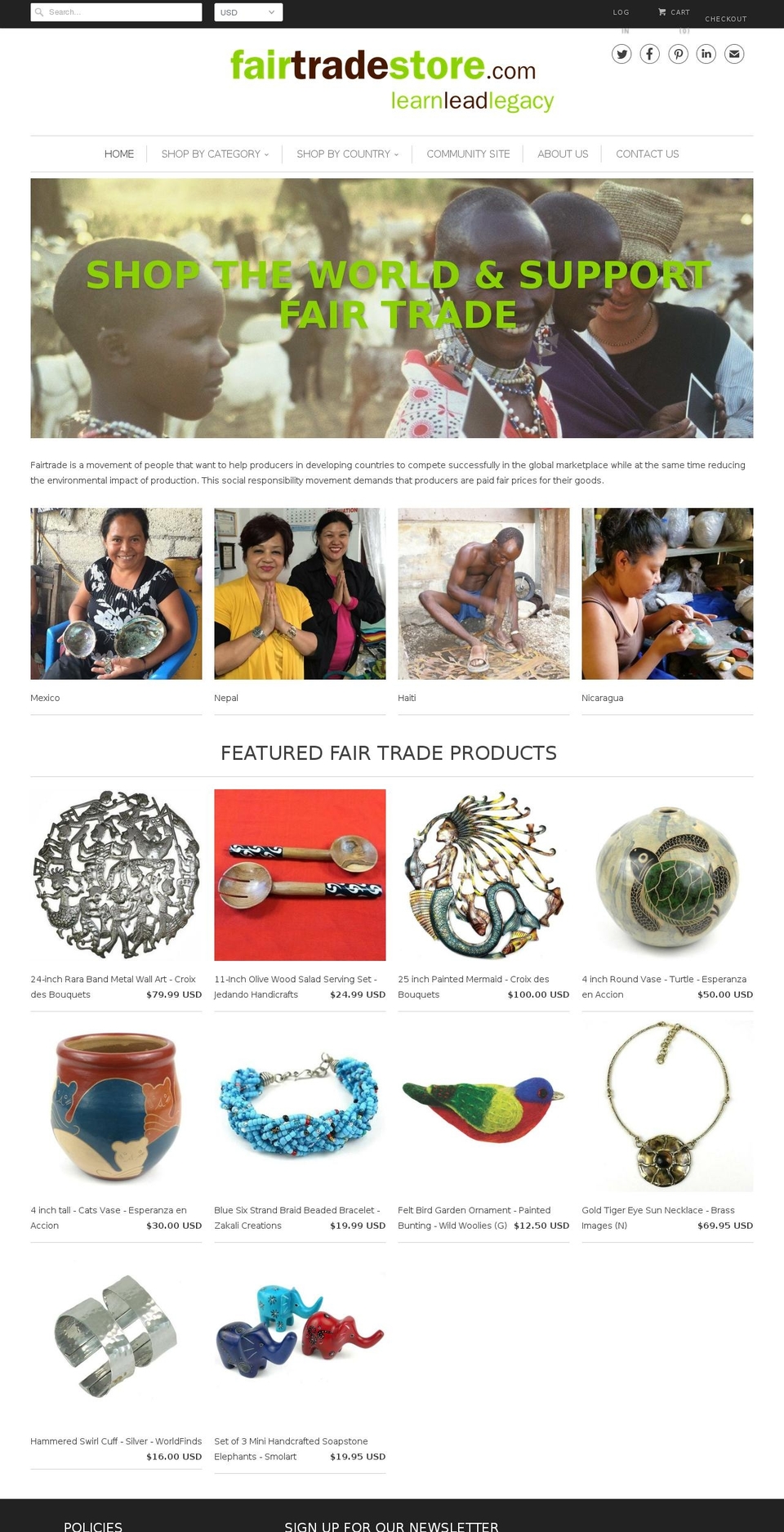 FTS Shopify theme site example fairtradestore.org