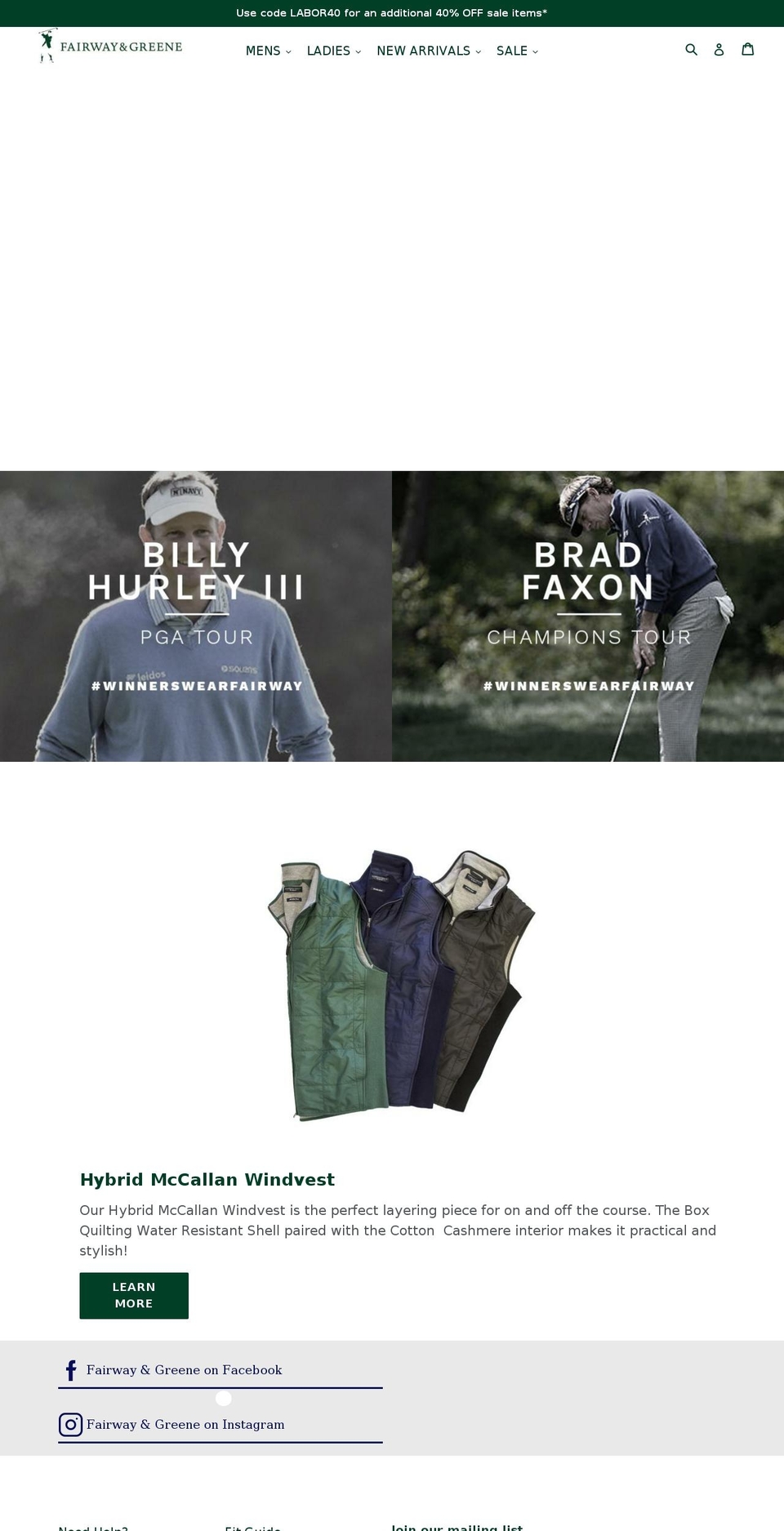 fairwayandgreene.golf shopify website screenshot