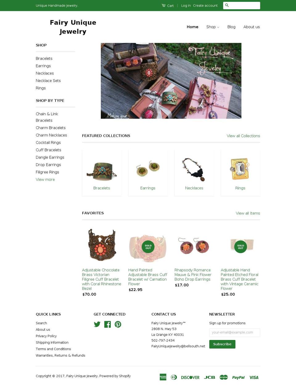 fairy-unique-jewelry.com shopify website screenshot