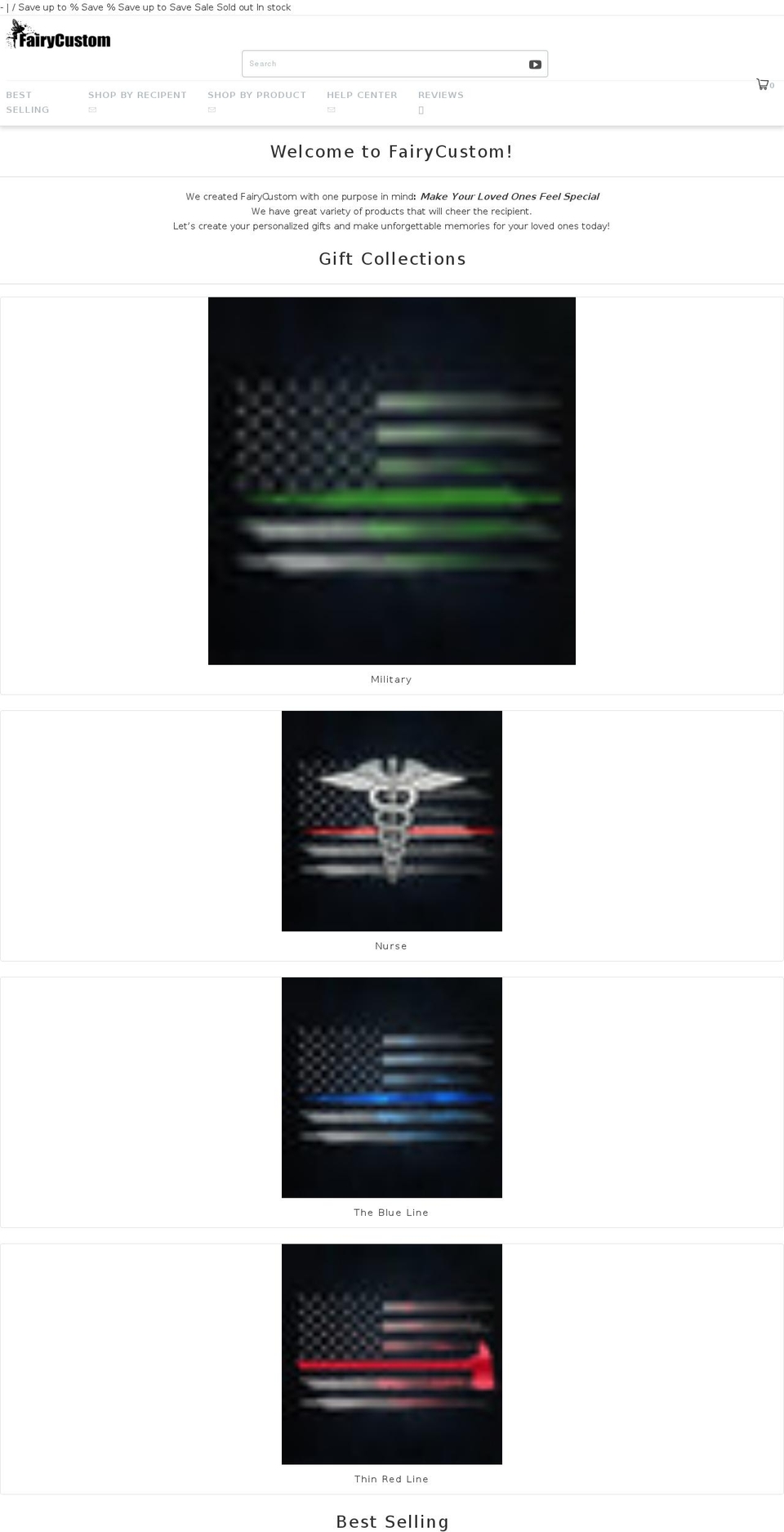 fairycustom.com shopify website screenshot