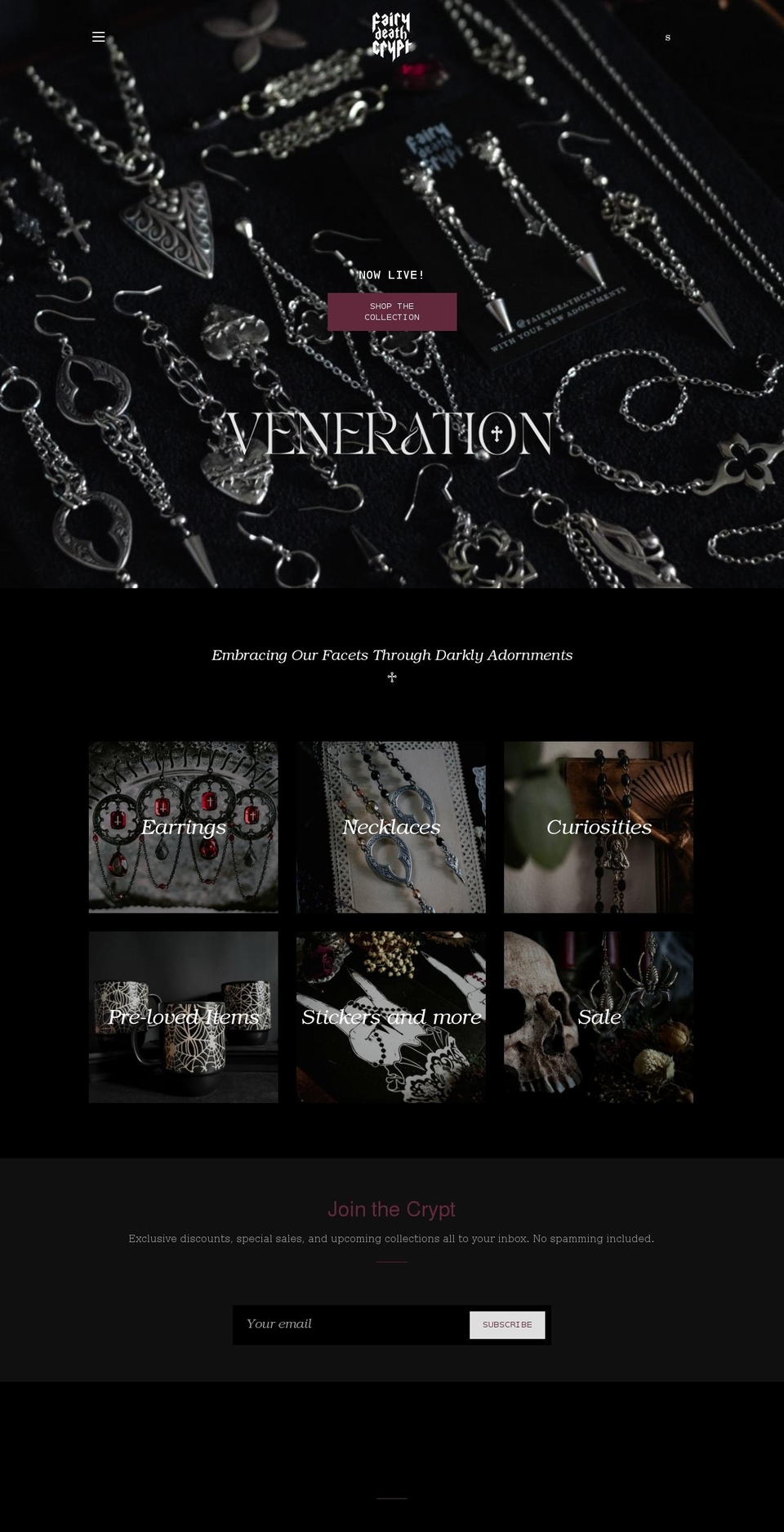 fairydeathcrypt.com shopify website screenshot