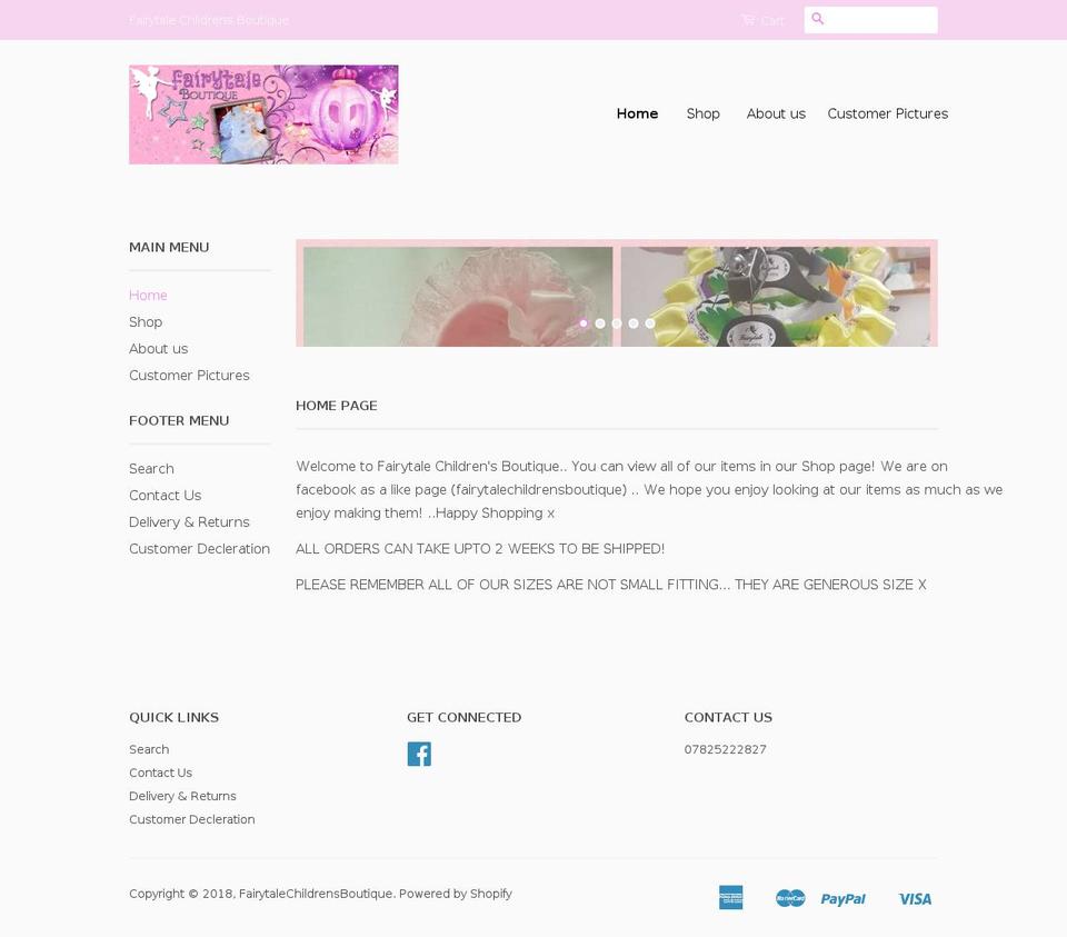 fairytalechildrensboutique.com — Shopify storefront screenshot