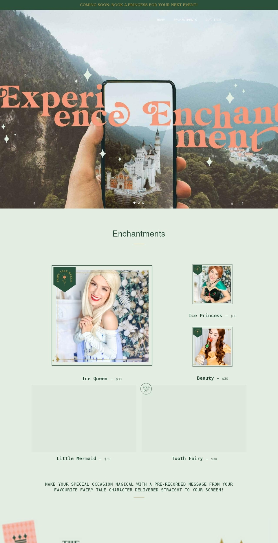 fairytalereels.com shopify website screenshot