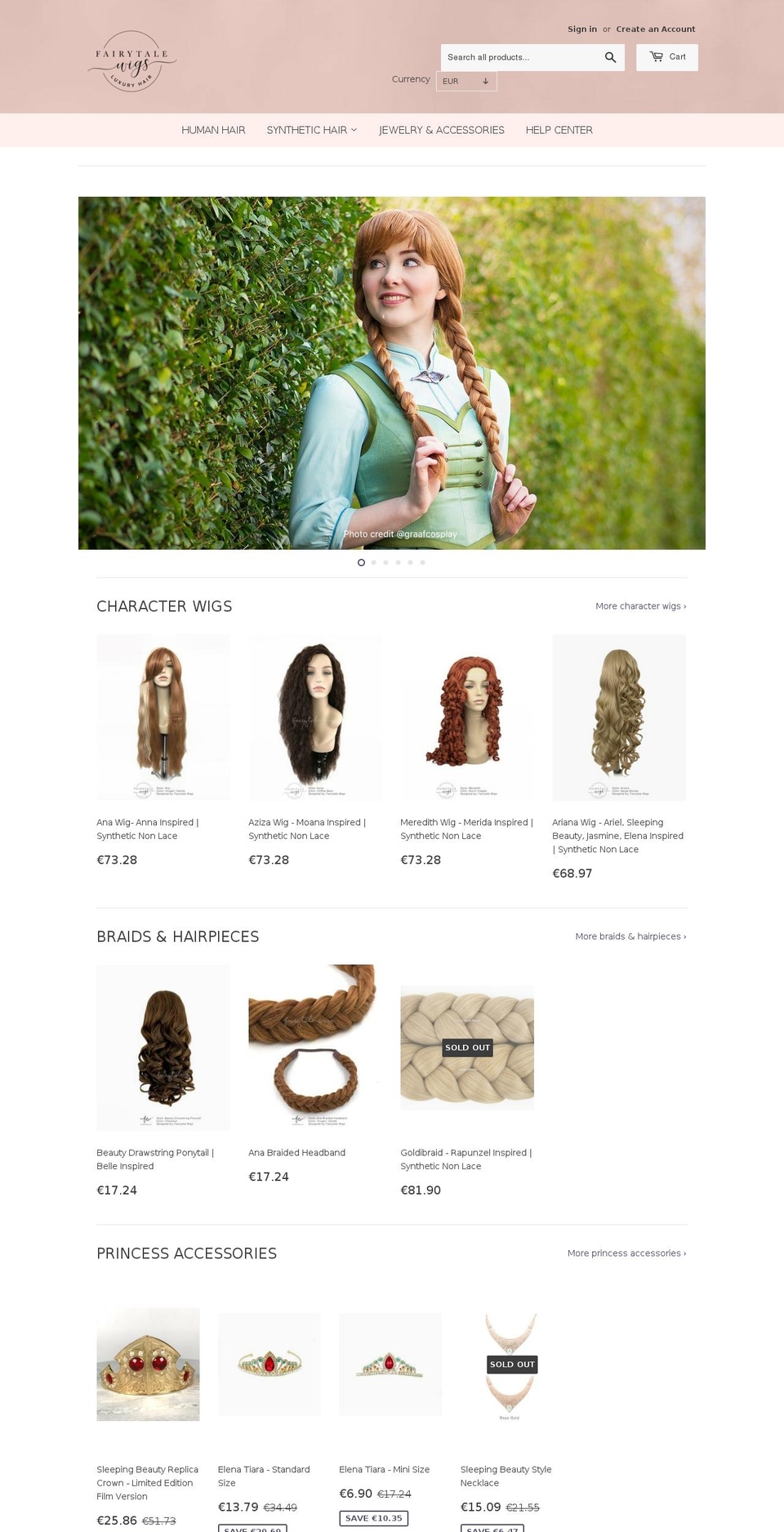fairytalewig.com — Shopify storefront screenshot