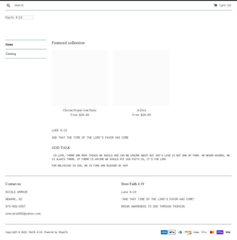 faith419.com shopify website screenshot