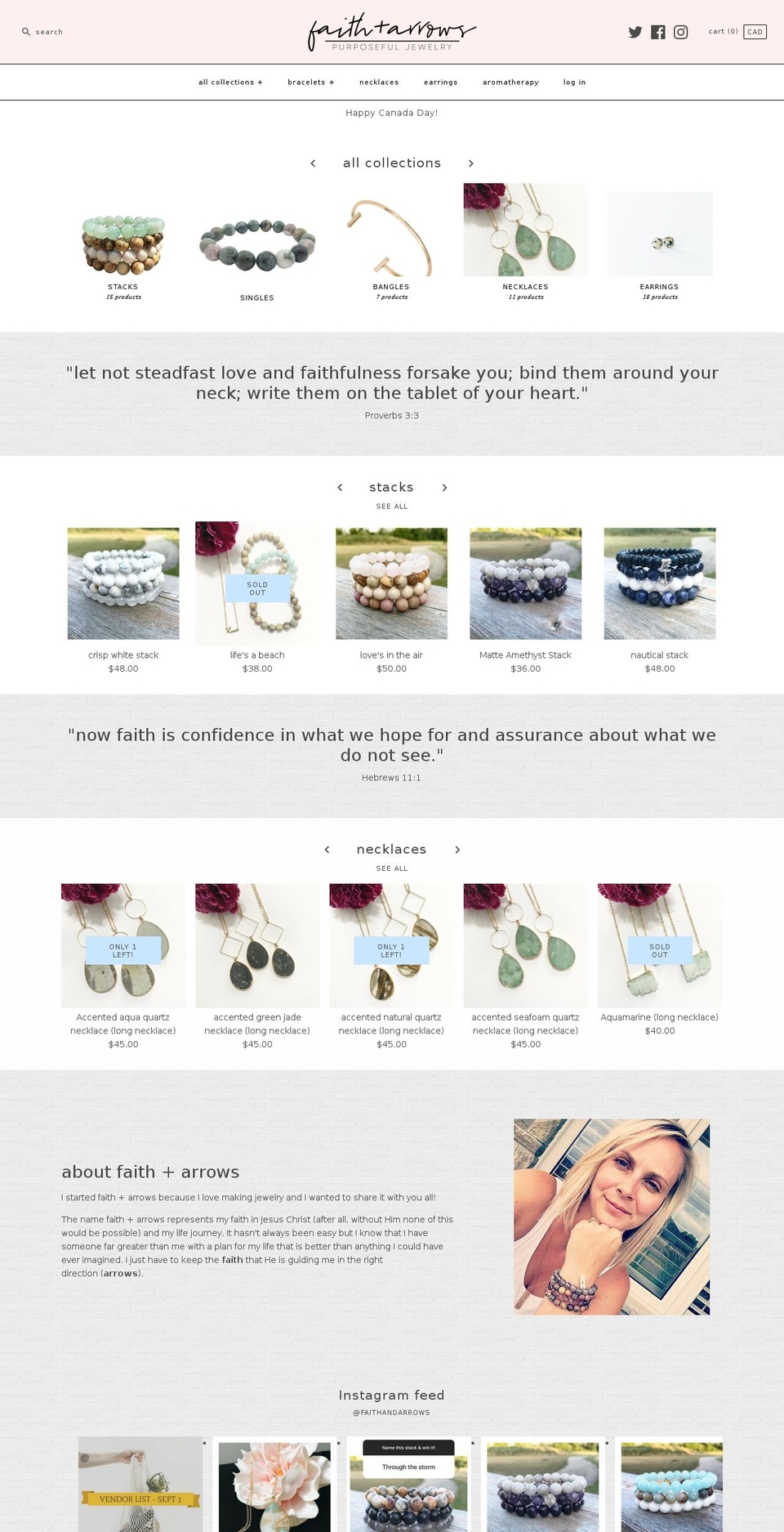 faithandarrows.com — Shopify storefront screenshot