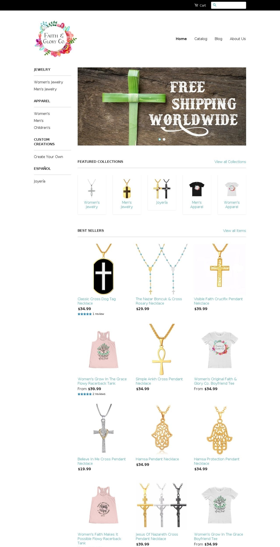 faithandgloryco.com shopify website screenshot