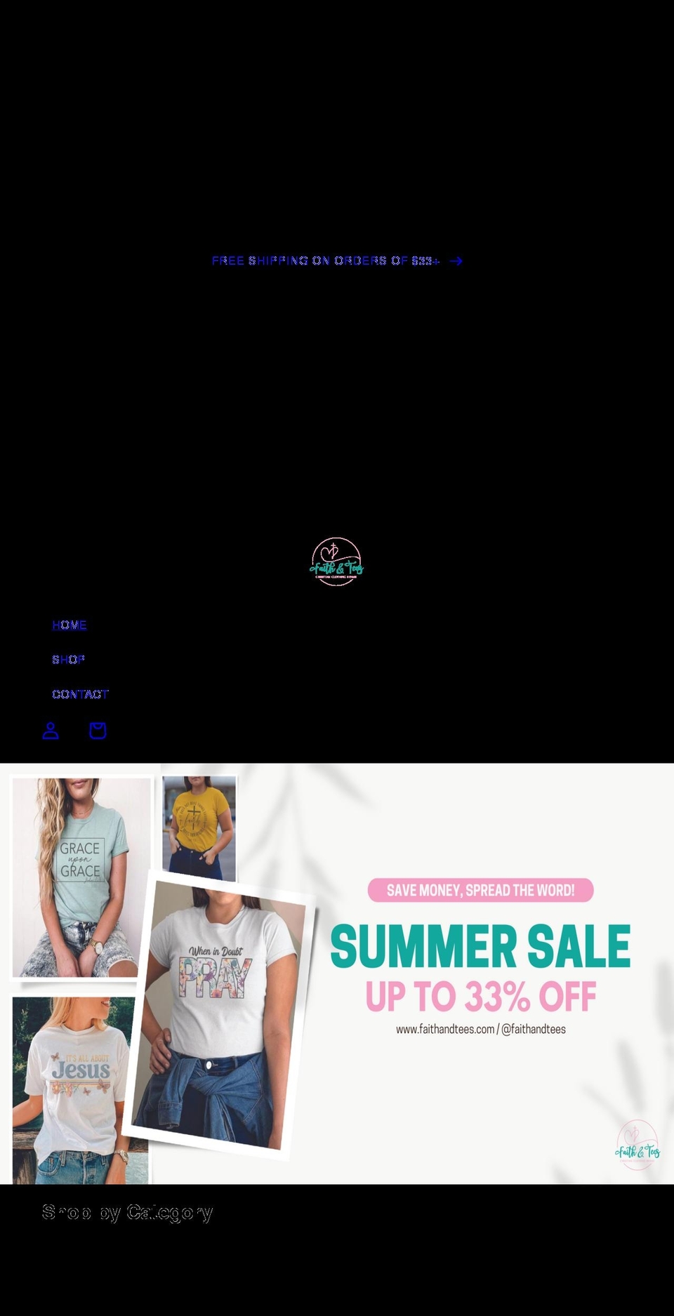 faithandtees.com shopify website screenshot